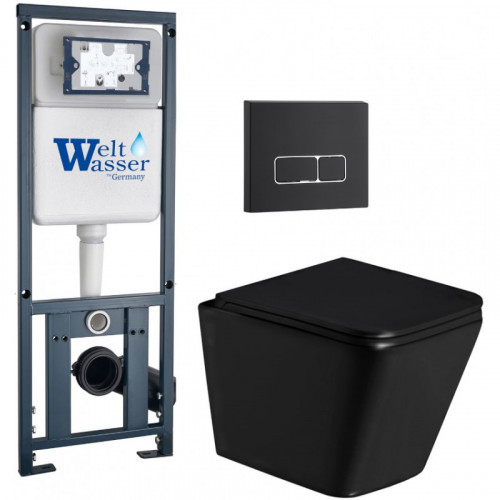 Подвесной унитаз с инсталляцией Weltwasser Marberg 410 / Gelbach 043 GL-BL / MAR 410 SE MT-BL 10000011956 черный глянцевый