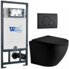 Подвесной унитаз с инсталляцией WeltWasser Marberg 507 / Merzbach 043 XL MT-BL / MAR 507 RD MT-BL 10000014149 черный матовый