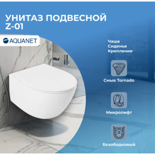 Унитаз подвесной Aquanet Z-01 346759 с сиденьем белый