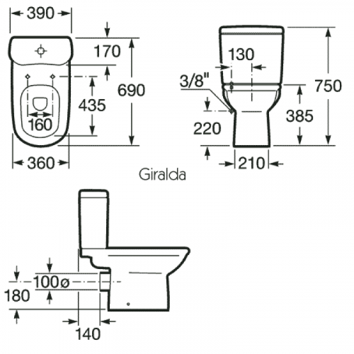 Унитаз Roca Giralda 342466000 + 341469000 бачок