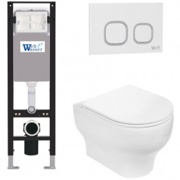 Подвесной унитаз с инсталляцией WeltWasser Amberg 350 / Erlenbach 004 GL-WT / Amberg RD-WT 10000012292 белый глянец