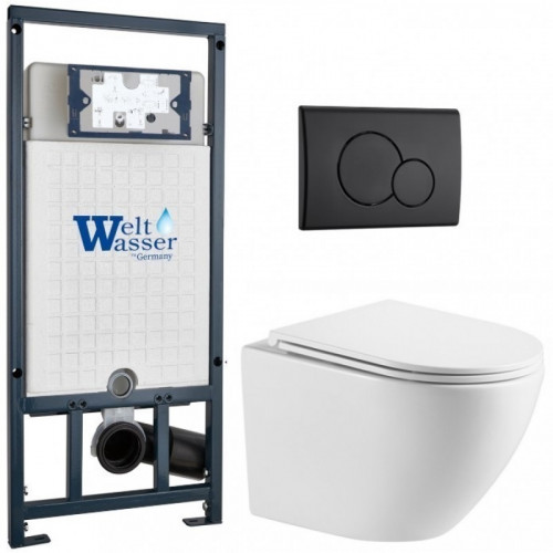 Подвесной унитаз с инсталляцией WeltWasser Marberg 507 / Merzbach 043 MT-WT / MAR 507 RD MT-BL 10000011439 белый матовый