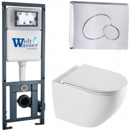 Подвесной унитаз с инсталляцией WeltWasser Marberg 410 / Merzbach 043 XL GL-WT / MAR 410 RD-CR 10000013800 белый глянцевый