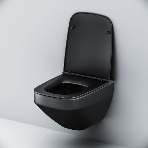 Унитаз с инсталляцией Am.Pm Inspire V2.0 CK50GG с сиденьем, клавишей смыва, гигиеническим душем и аксессуарами, черный матовый