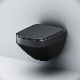 Унитаз с инсталляцией Am.Pm Inspire V2.0 CK50GG с сиденьем, клавишей смыва, гигиеническим душем и аксессуарами, черный матовый