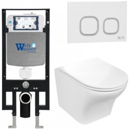 Подвесной унитаз с инсталляцией WeltWasser Amberg 497 / Odenbach 004 GL-WT / Amberg RD-WT 10000006654 белый глянцевый