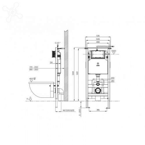 Комплект Owl 1975 унитаз/инсталляция Hasvik OWLINSTTI OWLT190304 6 в 1