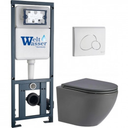 Подвесной унитаз с инсталляцией WeltWasser Marberg 410 / Merzbach 043 MT-GR / MAR 410 RD GL-WT 10000011391 серый матовый