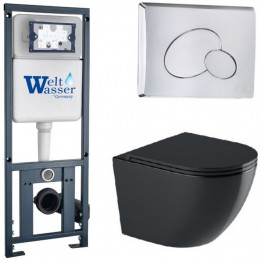 Подвесной унитаз с инсталляцией WeltWasser Marberg 410 / Merzbach 043 GL-BL / MAR 410 RD-CR 10000012199 черный глянцевый