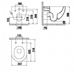 Унитаз подвесной с биде Creavit Free FE322-34CB00E-0002