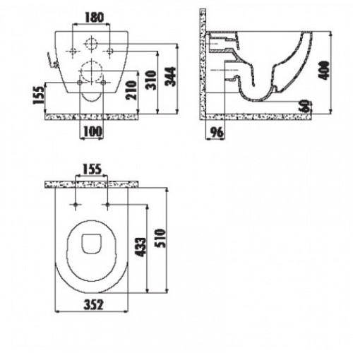 Унитаз подвесной с биде Creavit Free FE322-34CB00E-0002