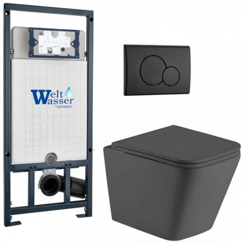 Подвесной унитаз с инсталляцией Weltwasser Marberg 507 / Gelbach 043 MT-GR / MAR 507 RD MT-BL 10000012044 серый матовый