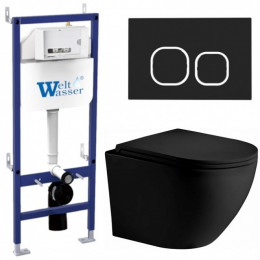 Подвесной унитаз с инсталляцией WeltWasser Bamberg 460 / Merzbach 043 XL MT-BL / Bamberg BL 10000014127 черный матовый
