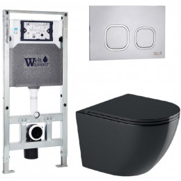 Подвесной унитаз с инсталляцией WeltWasser Amberg 506 ST / Merzbach 043 GL-BL / Amberg RD-MT CR 10000012193 черный глянцевый
