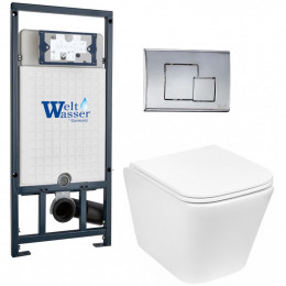 Подвесной унитаз с инсталляцией Weltwasser Marberg 507 / Gelbach 043 GL-WT / MAR 507 SE CR 10000011881 белый глянцевый