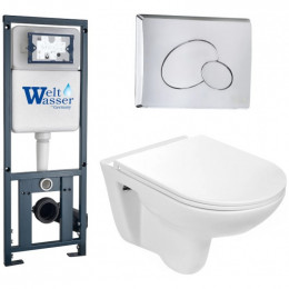 Подвесной унитаз с инсталляцией WeltWasser Marberg 410 / Baarbach 004 GL-WT / MAR 410 RD-CR 10000006463 белый глянец