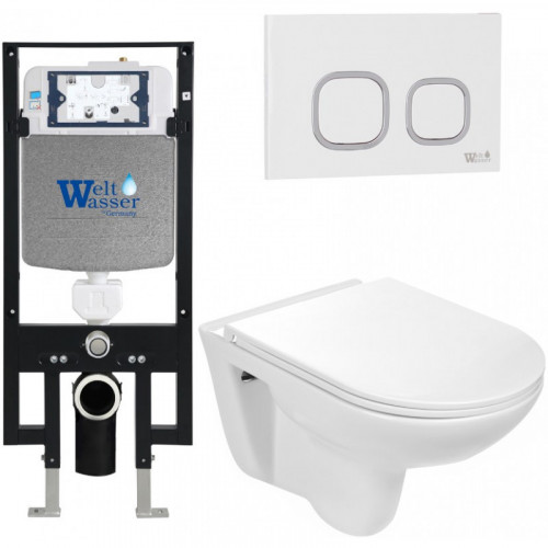 Подвесной унитаз с инсталляцией Weltwasser Amberg 497 / Baarbach 004 GL-WT / Amberg RD-WT 10000006594 белый глянец
