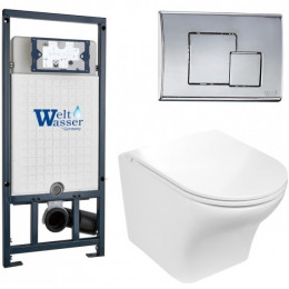 Подвесной унитаз с инсталляцией WeltWasser Marberg 507 / Odenbach 004 GL-WT / MAR 507 SE-CR 10000006981 белый глянцевый