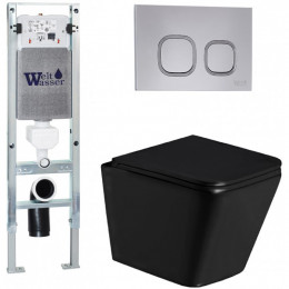 Подвесной унитаз с инсталляцией Weltwasser Amberg 350 ST / Gelbach 043 GL-BL / Amberg RD-CR 10000011927 черный глянцевый