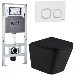 Подвесной унитаз с инсталляцией Weltwasser Amberg 506 ST / Gelbach 043 MT-BL / Amberg RD-WT 10000011993 черный матовый