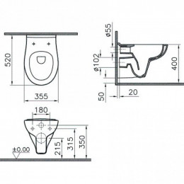 Подвесной Комплект Vitra S20 rim-Ex 9004B003-7202 безободковый