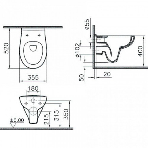 Подвесной Комплект Vitra S20 rim-Ex 9004B003-7202 безободковый