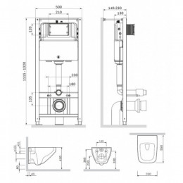 Комплект унитаза с инсталляцией Am.Pm Inspire 2.0 CK50GD с сиденьем, клавишей смыва, гигиеническим душем и аксессуарами