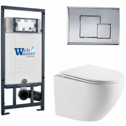 Подвесной унитаз с инсталляцией WeltWasser Marberg 507 / Merzbach 043 MT-WT / MAR 507 SE-CR 10000011440 белый матовый