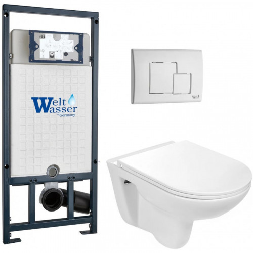 Подвесной унитаз с инсталляцией WeltWasser Marberg 507 / Baarbach 004 GL-WT / MAR 507 SE GL-WT 10000010360 белый глянец