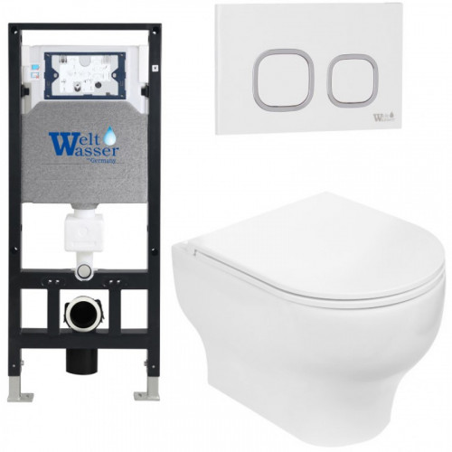 Подвесной унитаз с инсталляцией WeltWasser Amberg 506 / Erlenbach 004 GL-WT / Amberg RD-WT 10000006774 белый глянец