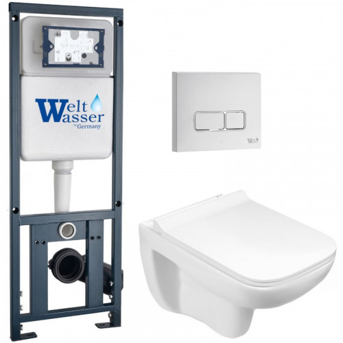 Подвесной унитаз с инсталляцией WeltWasser Marberg 410 / Kehlbach 004 GL-WT / MAR 410 SE GL-WT 10000010730 белый глянец