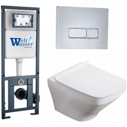 Подвесной унитаз с инсталляцией WeltWasser Marberg 410 / Hofbach 041 GL-WT / MAR 410 SE-CR 10000011678 белый глянец