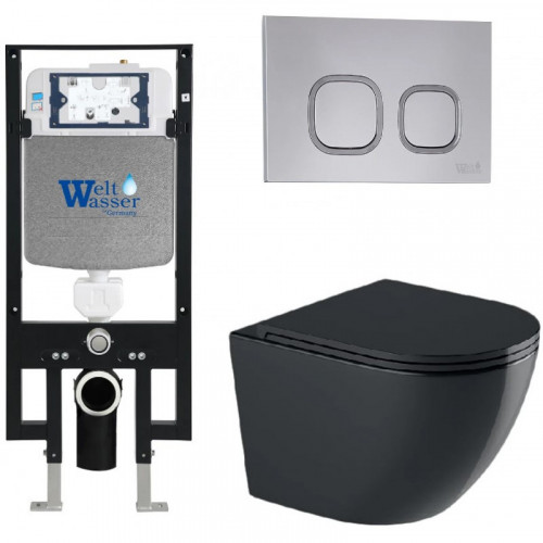Подвесной унитаз с инсталляцией WeltWasser Amberg 497 / Merzbach 041 XL MT-BL / Amberg RD-CR 10000010934 черный матовый