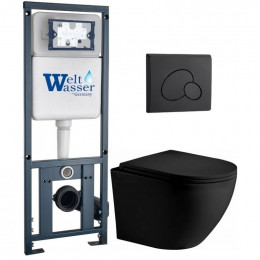 Подвесной унитаз с инсталляцией WeltWasser Marberg 410 / Merzbach 043 XL MT-BL / MAR 410 RD MT-BL 10000014142 черный матовый