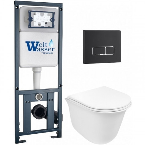 Подвесной унитаз с инсталляцией WeltWasser Marberg 410 / Telbach 004 GL-WT / MAR 410 SE MT-BL 10000011129 белый глянцевый