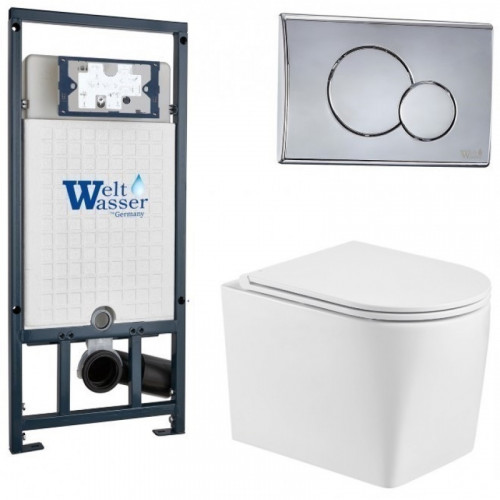 Подвесной унитаз с инсталляцией WeltWasser Marberg 507 / Nesenbach 004 GL-WT / MAR 507 RD-CR 10000008942 белый глянцевый