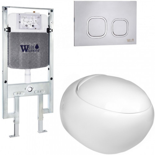 Подвесной унитаз с инсталляцией WeltWasser Amberg 497 ST / Jeckenbach 004 GL-WT / Amberg RD-MT CR 10000006713 белый глянец