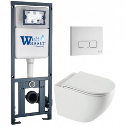 Подвесной унитаз с инсталляцией WeltWasser Marberg 410 / Merzbach 043 XL GL-WT / MAR 410 SE GL-WT 10000013801 белый глянцевый