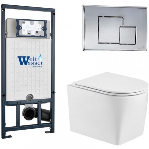Подвесной унитаз с инсталляцией WeltWasser Marberg 507 / Nesenbach 004 GL-WT / MAR 507 SE-CR 10000008943 белый глянцевый