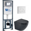 Подвесной унитаз с инсталляцией WeltWasser Marberg 410 / Merzbach 043 MT-BL / MAR 410 RD GL-WT 10000011351 черный матовый