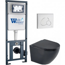 Подвесной унитаз с инсталляцией WeltWasser Marberg 410 / Merzbach 043 MT-BL / MAR 410 RD GL-WT 10000011351 черный матовый