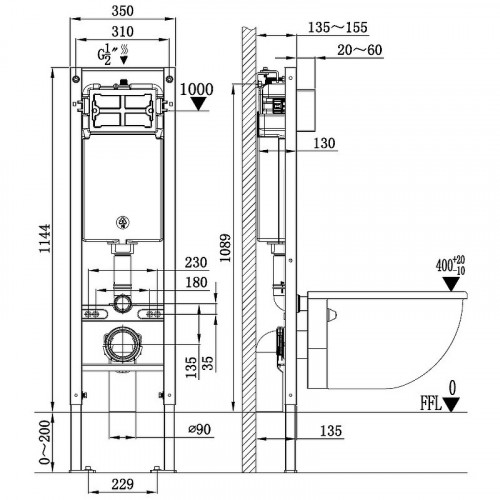 Подвесной унитаз с инсталляцией Weltwasser Amberg 350 / Gelbach 043 MT-WT / Amberg RD-CR 10000012326 белый матовый