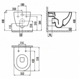 Унитаз подвесной Creavit Free FE322-11CB00E-0000