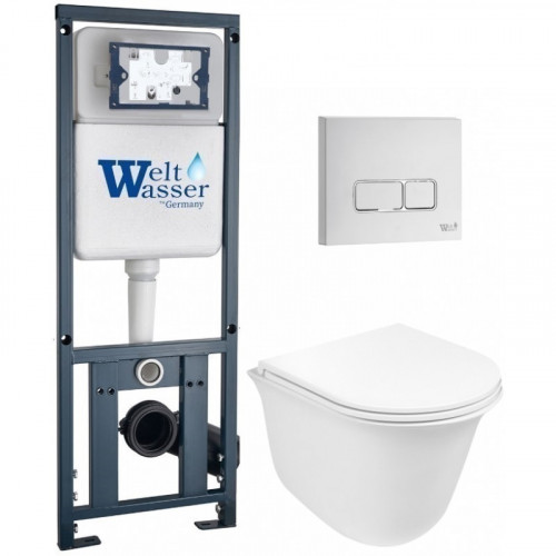 Подвесной унитаз с инсталляцией WeltWasser Marberg 410 / Telbach 004 GL-WT / MAR 410 SE GL-WT 10000011128 белый глянцевый