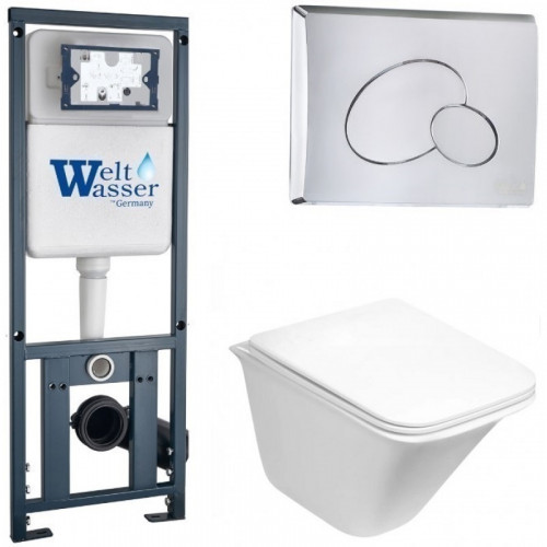 Подвесной унитаз с инсталляцией WeltWasser Marberg 410 / Rotbach 004 GL-WT / MAR 410 RD-CR 10000006497 белый глянцевый