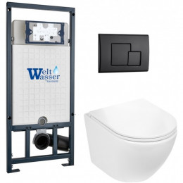 Подвесной унитаз с инсталляцией WeltWasser Marberg 507 / Merzbach 043 GL-WT / MAR 507 SE MT-BL 10000011319 белый глянцевый