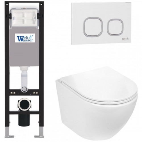 Подвесной унитаз с инсталляцией WeltWasser Amberg 350 / Merzbach 043 GL-WT / Amberg RD-WT 10000012377 белый глянцевый
