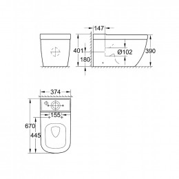 Чаша напольного унитаза GROHE Euro Ceramic 3933800H