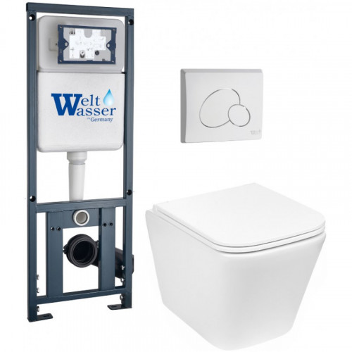 Подвесной унитаз с инсталляцией Weltwasser Marberg 410 / Gelbach 043 GL-WT / MAR 410 RD GL-WT 10000011872 белый глянцевый