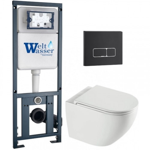 Подвесной унитаз с инсталляцией WeltWasser Marberg 410 / Merzbach 043 XL GL-WT / MAR 410 SE MT-BL 10000013802 белый глянцевый